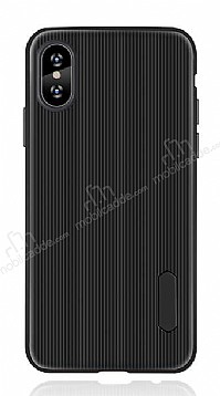 Eiroo Line iPhone X / XS Siyah Silikon Klf