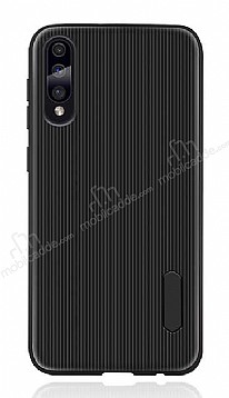 Eiroo Line Samsung Galaxy A70 Siyah Silikon Klf