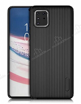 Eiroo Line Samsung Galaxy Note 10 Lite Siyah Silikon Klf