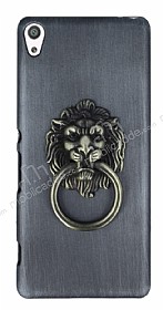 Eiroo Lion Ring Sony Xperia XA Selfie Yzkl Dark Silver Rubber Klf
