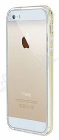 Eiroo Liquid Hybrid iPhone SE / 5 / 5S Gold Kenarl effaf Silikon Klf