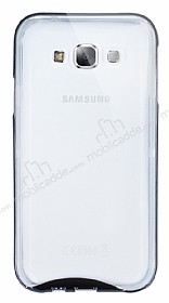 Eiroo Liquid Hybrid Samsung Galaxy E5 Siyah Kenarl effaf Silikon Klf