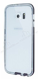 Eiroo Liquid Hybrid Samsung Galaxy S6 edge Siyah Kenarl effaf Silikon Klf