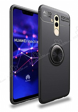 Eiroo Liquid Ring Huawei Mate 20 Lite Standl Siyah Silikon Klf