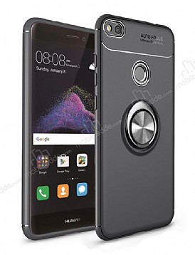 Eiroo Liquid Ring Huawei P9 Lite 2017 Standl Siyah Silikon Klf