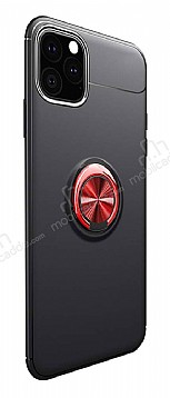 Eiroo Liquid Ring iPhone 11 Standl Krmz-Siyah Silikon Klf