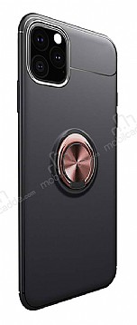 Eiroo Liquid Ring iPhone 11 Standl Rose Gold-Siyah Silikon Klf