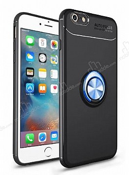 Eiroo Liquid Ring iPhone 6 / 6S Standl Siyah-Lacivert Silikon Klf
