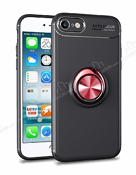 Eiroo Liquid Ring iPhone 7 / 8 Standl Krmz-Siyah Silikon Klf