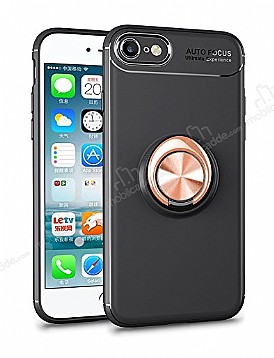 Eiroo Liquid Ring iPhone 7 / 8 Standl Rose Gold-Siyah Silikon Klf