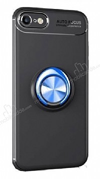 Eiroo Liquid Ring iPhone 7 / 8 Standl Siyah-Lacivert Silikon Klf