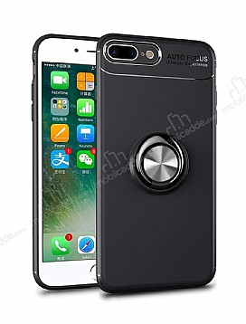 Eiroo Liquid Ring iPhone 7 Plus / 8 Plus Standl Siyah Silikon Klf