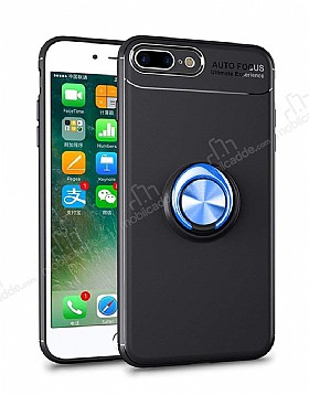 Eiroo Liquid Ring iPhone 7 Plus / 8 Plus Standl Lacivert-Siyah Silikon Klf