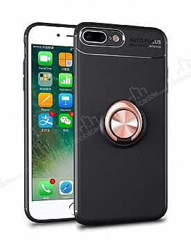 Eiroo Liquid Ring iPhone 7 Plus / 8 Plus Standl Rose Gold-Siyah Silikon Klf