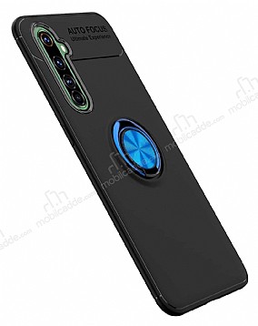 Eiroo Liquid Ring Realme 6 Pro Standl Siyah-Lacivert Silikon Klf