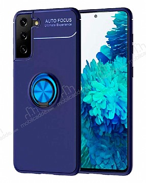 Eiroo Liquid Ring Samsung Galaxy S21 Standl Mavi Silikon Klf