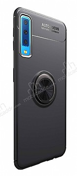 Eiroo Liquid Ring Samsung Galaxy A7 2018 Standl Siyah Silikon Klf