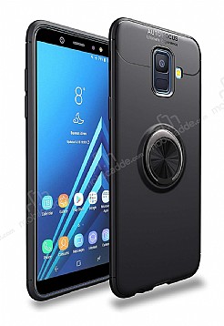 Eiroo Liquid Ring Samsung Galaxy A6 2018 Standl Siyah Silikon Klf