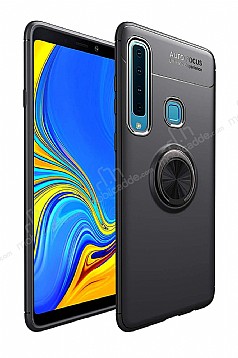 Eiroo Liquid Ring Samsung Galaxy A9 2018 Standl Siyah Silikon Klf