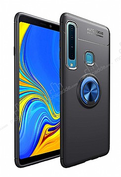 Eiroo Liquid Ring Samsung Galaxy A9 2018 Standl Lacivert-Siyah Silikon Klf