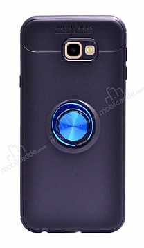 Eiroo Liquid Ring Samsung Galaxy J4 Plus Standl Lacivert-Siyah Silikon Klf