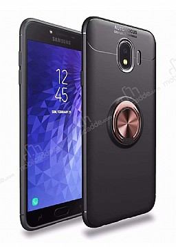 Eiroo Liquid Ring Samsung Galaxy J4 Standl Rose Gold-Siyah Silikon Klf