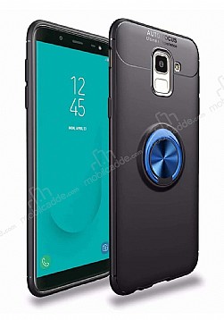 Eiroo Liquid Ring Samsung Galaxy J6 Standl Lacivert-Siyah Silikon Klf