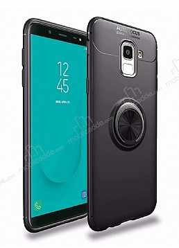 Eiroo Liquid Ring Samsung Galaxy J6 Standl Siyah Silikon Klf
