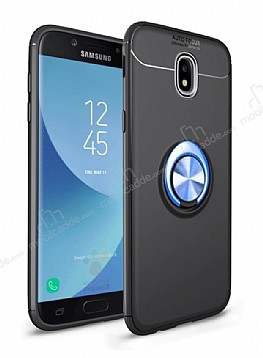 Eiroo Liquid Ring Samsung Galaxy J7 Pro 2017 Standl Lacivert-Siyah Silikon Klf