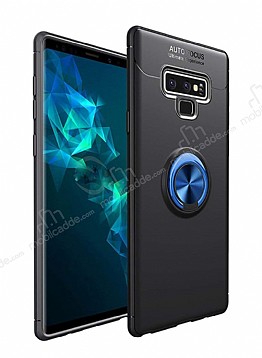 Eiroo Liquid Ring Samsung Galaxy Note 9 Standl Siyah-Lacivert Silikon Klf
