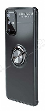 Eiroo Liquid Ring Samsung Galaxy S20 Plus Standl Siyah Silikon Klf