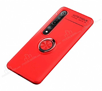Eiroo Liquid Ring Xiaomi Mi 10 Standl Siyah-Krmz Silikon Klf