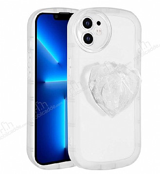 Eiroo Love Series iPhone 12 Kalp Tutuculu Beyaz Silikon Klf