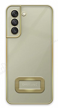 Eiroo Lux Clear Samsung Galaxy S21 FE 5G Kamera Korumal Gold Silikon Klf