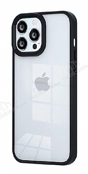 Eiroo Luxe iPhone 12 Pro Max Siyah Silikon Kenarl Rubber Klf