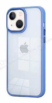 Eiroo Luxe iPhone 13 Mavi Silikon Kenarl Rubber Klf