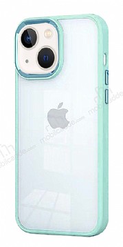 Eiroo Luxe iPhone 13 Yeil Silikon Kenarl Rubber Klf