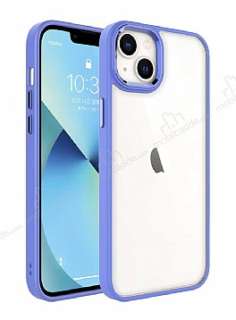 Eiroo Luxe iPhone 14 Silikon Kenarl Lavender Grey Rubber Klf