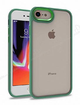Eiroo Luxe iPhone SE 2020 Silikon Kenarl Yeil Rubber Klf