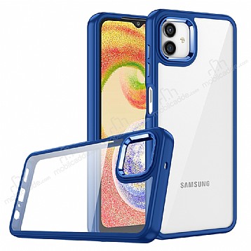 Eiroo Luxe Samsung Galaxy A04 Silikon Kenarl Lacivert Rubber Klf