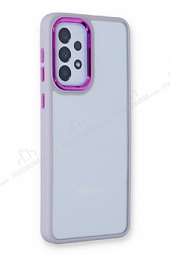 Eiroo Luxe Samsung Galaxy A32 4G Silikon Kenarl Mor Rubber Klf