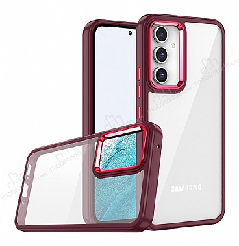 Eiroo Luxe Samsung Galaxy A24 Silikon Kenarl Krmz Rubber Klf