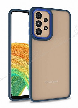 Eiroo Luxe Samsung Galaxy A33 5G Lacivert Silikon Kenarl Rubber Klf