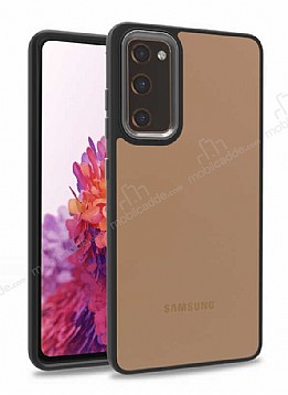Eiroo Luxe Samsung Galaxy S20 FE Siyah Silikon Kenarl Rubber Klf