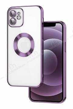 Eiroo Luxury Clear iPhone 11 Kamera Korumal Mor Silikon Klf