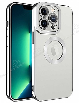 Eiroo Luxury Clear iPhone 14 Pro Kamera Korumal Silver Silikon Klf