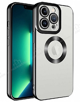 Eiroo Luxury Clear iPhone 14 Pro Max Kamera Korumal Siyah Silikon Klf