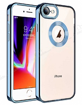 Eiroo Luxury Clear iPhone 7 / 8 Kamera Korumal Mavi Silikon Klf