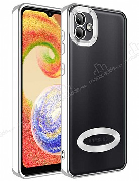 Eiroo Luxury Clear Samsung Galaxy A03 Kamera Korumal Silver Silikon Klf