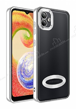 Eiroo Luxury Clear Samsung Galaxy A04 Kamera Korumal Silver Silikon Klf